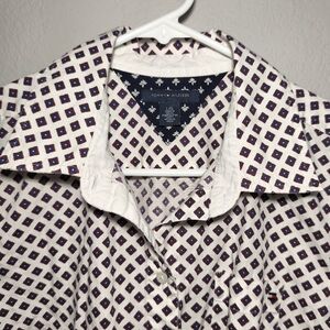 Tommy Hilfiger Women's Shirt Size L Diamond White Purple Button-down Long Sleeve